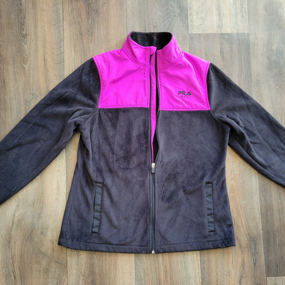 Fila Black and Pink Fleece Jacket